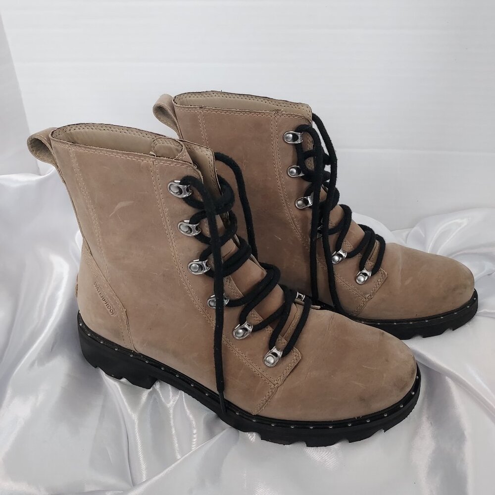 Sorel Lennox Waterpoof Lace Up Sandy Tan Boots Size 9